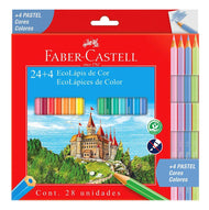 Estojo Lápis de Cor Ecolápis 24 Cores + 4 Pastel - Faber-castell 120124+4p