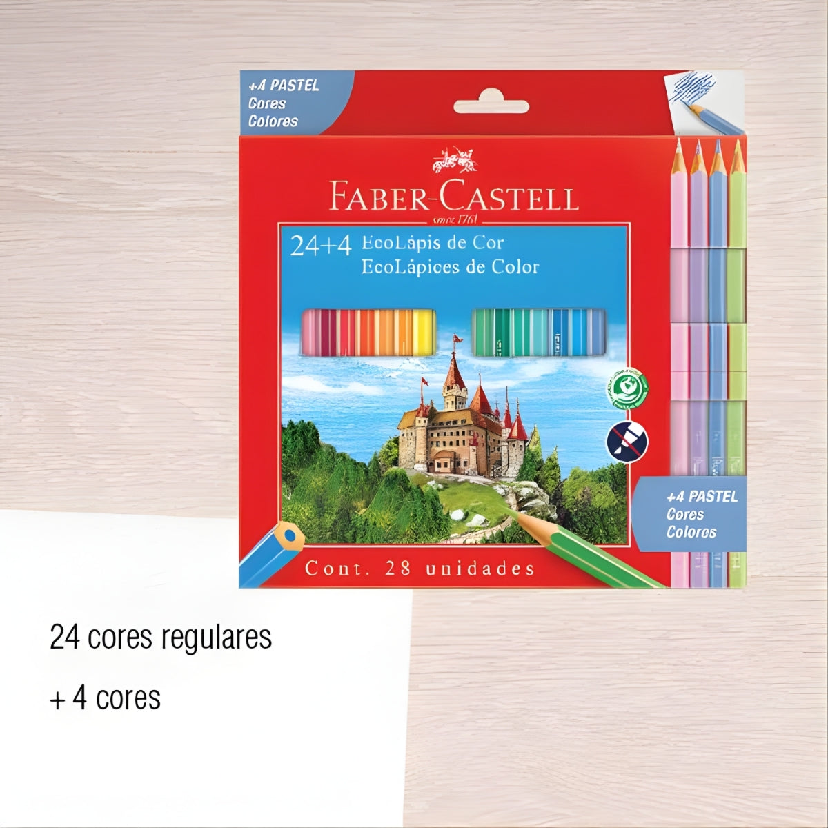 Estojo Lápis de Cor Ecolápis 24 Cores + 4 Pastel - Faber-castell 120124+4p