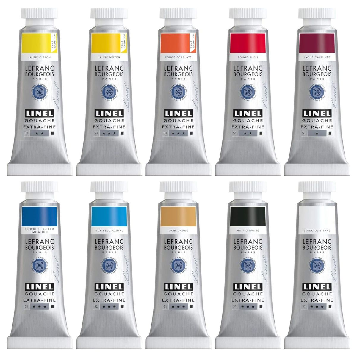 Estojo Tinta Guache Linel Lefranc & Bourgeois 14ml com 10 Cores - 301240