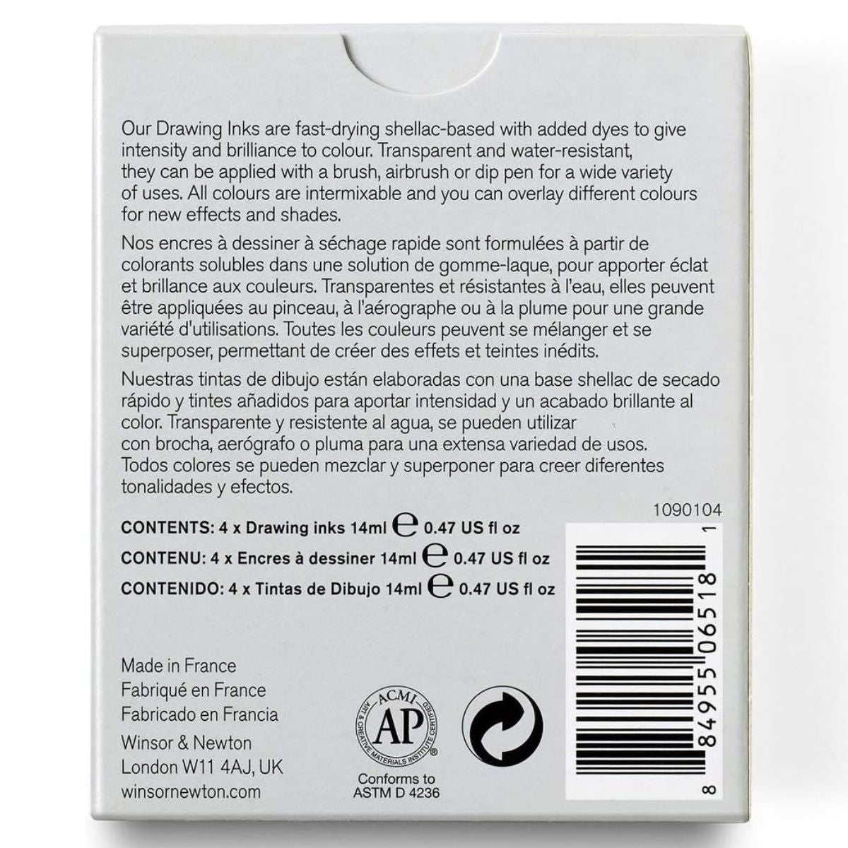 Kit Tinta Nankin para Desenho Collection Winsor & Newton 14ml com 4 Cores Ricas