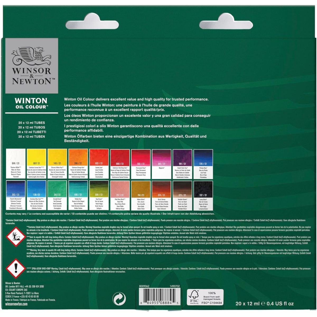 Estojo Tinta Óleo Winton Winsor & Newton 12ml com 20 Cores