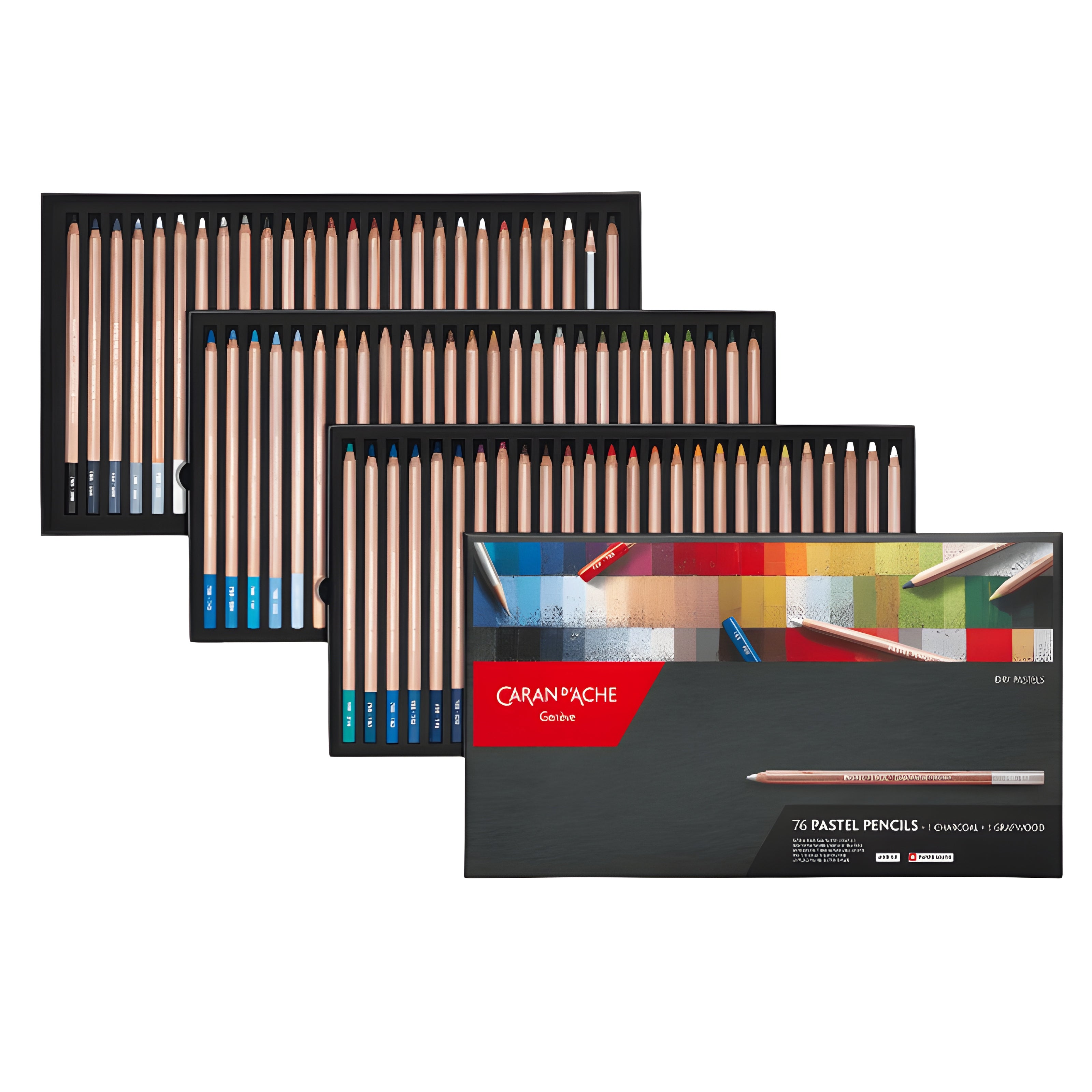 Estojo Lápis de Cor Caran D'ache Pastel Seco com 76 Cores