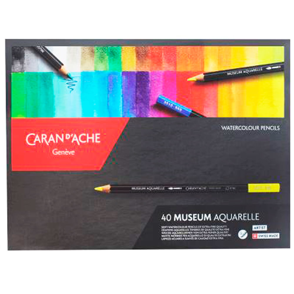 Estojo Lápis de Cor Caran D'ache Museum Aquarelável com 40 Cores