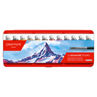 Estojo Tinta Guache Studio Caran D'ache 10ml com 12 Cores + Pincel