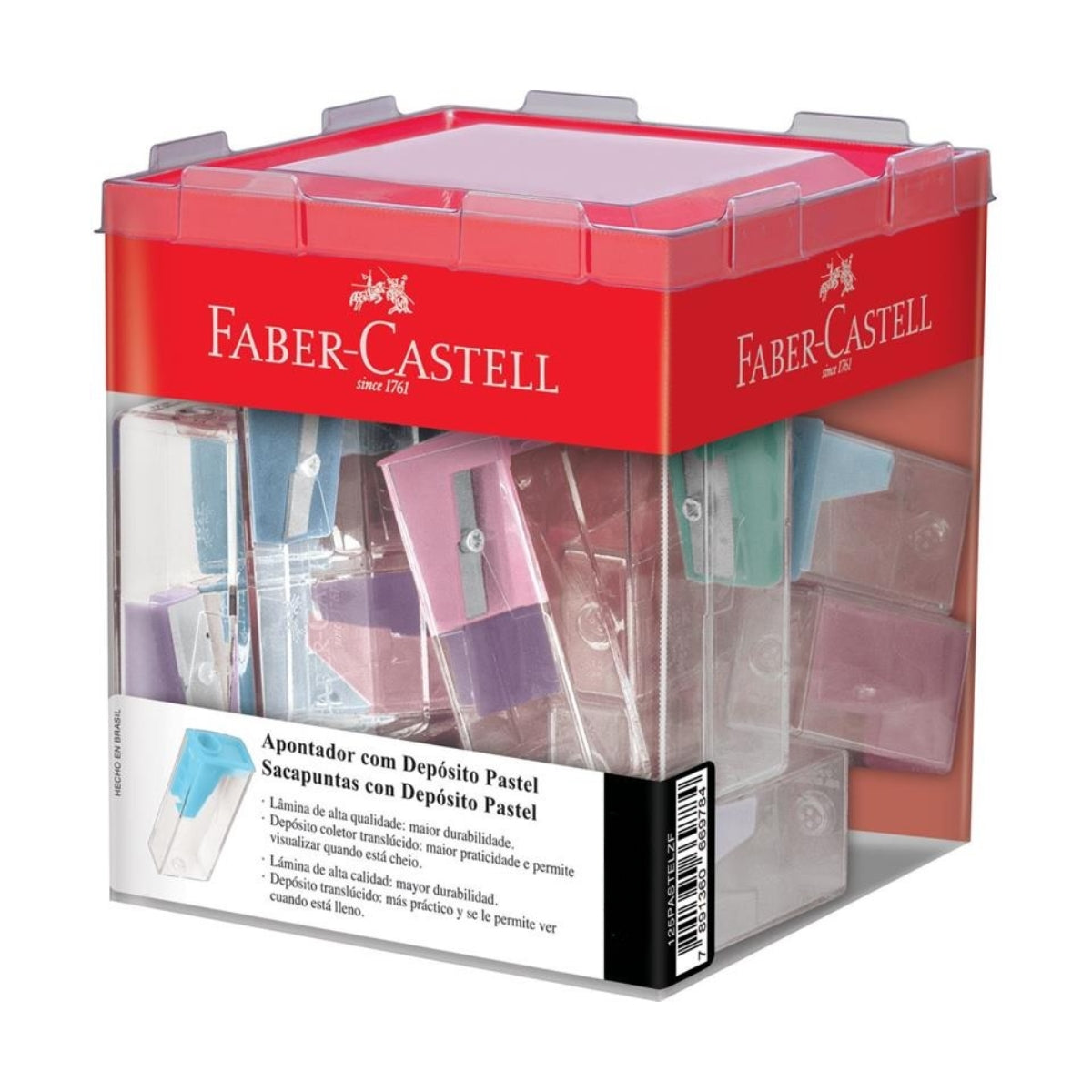 Apontador com Depósito Tons Pastel Cores Sortidas - Faber-castell 125pastelzf