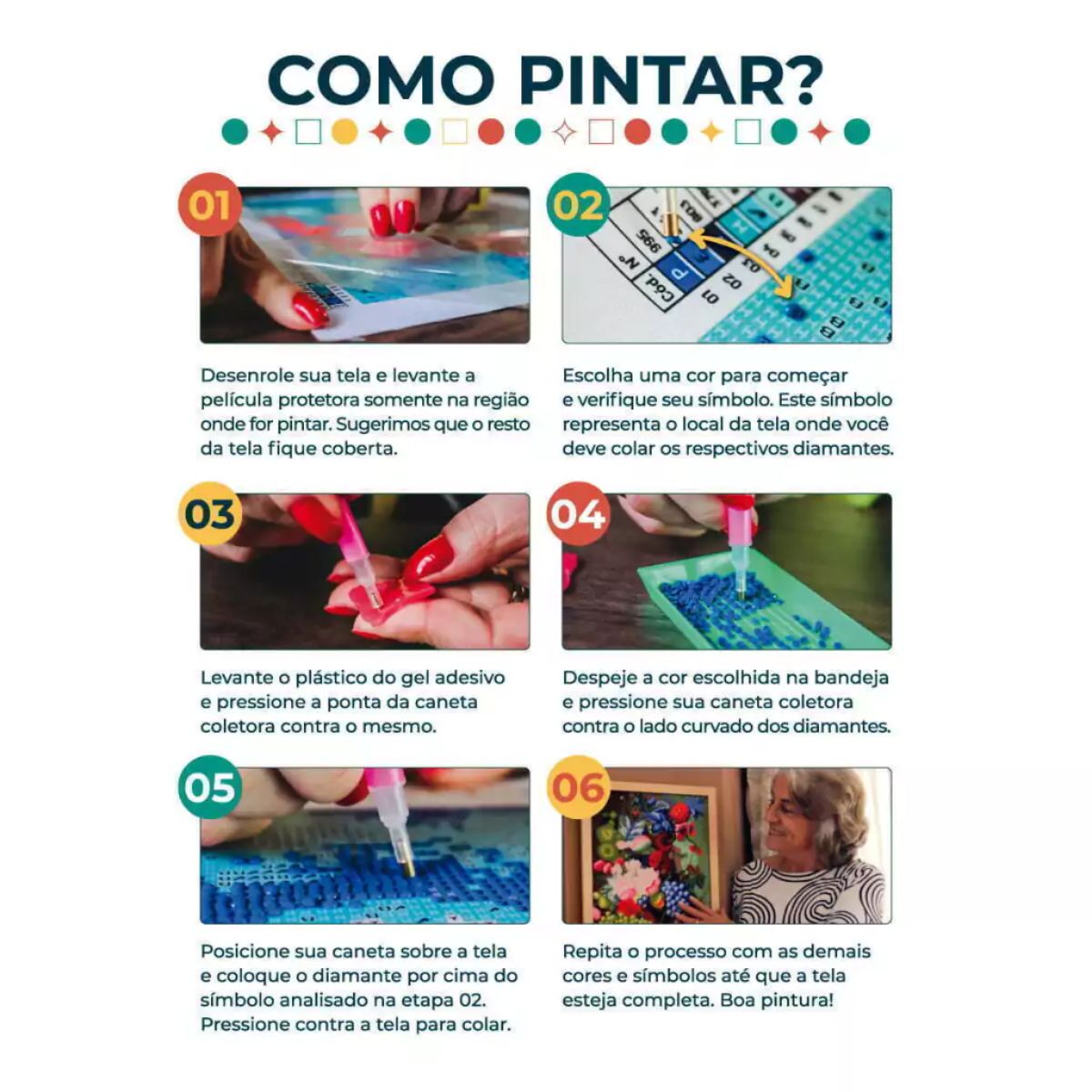 Kit de Pintura com Diamante 30x30cm - Mandala Colorida