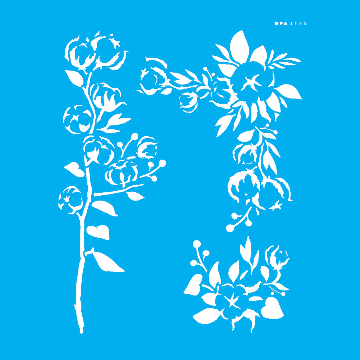 Stencil Flor de Algodão 20x25cm para Pintura Decorativa e Artesanato 3175 - Opa