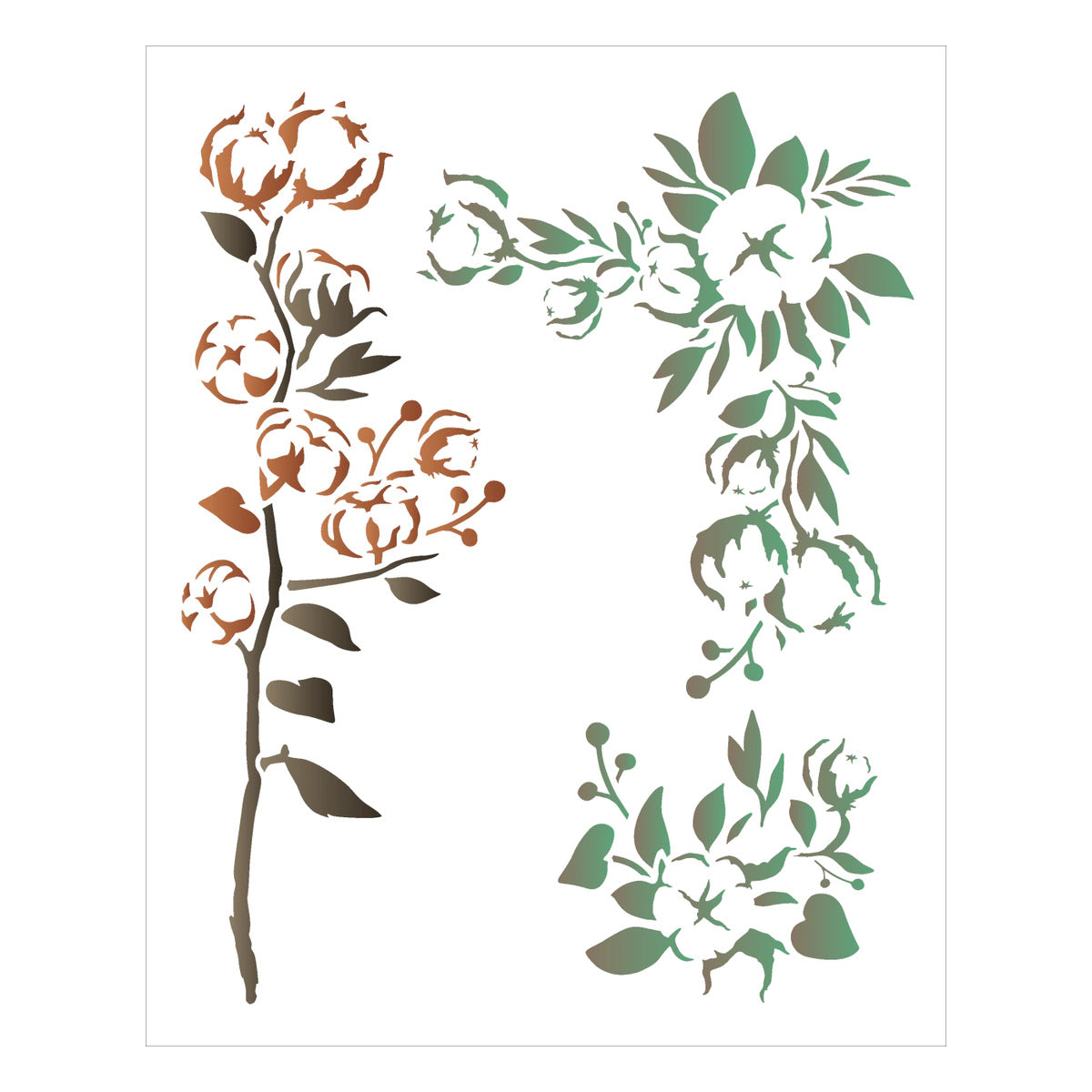 Stencil Flor de Algodão 20x25cm para Pintura Decorativa e Artesanato 3175 - Opa