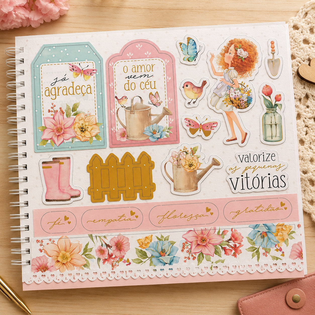 Die Cuts Apliques Recortados em Papel C Hot Stamping Coleção Floresca 15,1x13,1cm para Scrapbook e Scrapdecor Ldch-010 - Litoarte