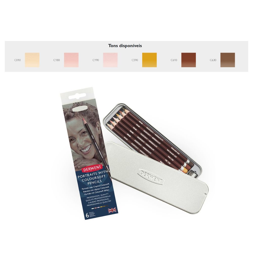 Estojo Lápis de Cor Coloursoft com 6 Cores - Derwent  