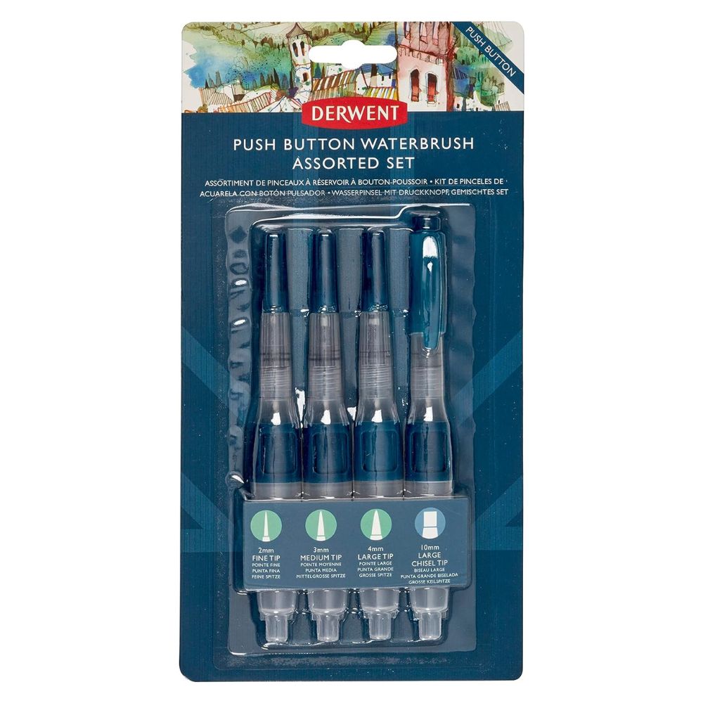 Estojo Pincéis Reservatório Waterbrush com Botão com 4 Unidades - Derwent  