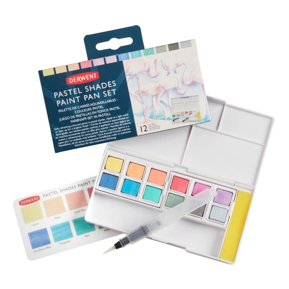 Estojo Aquarela em Pastilha Tons Pastel com 12 Cores - Derwent  