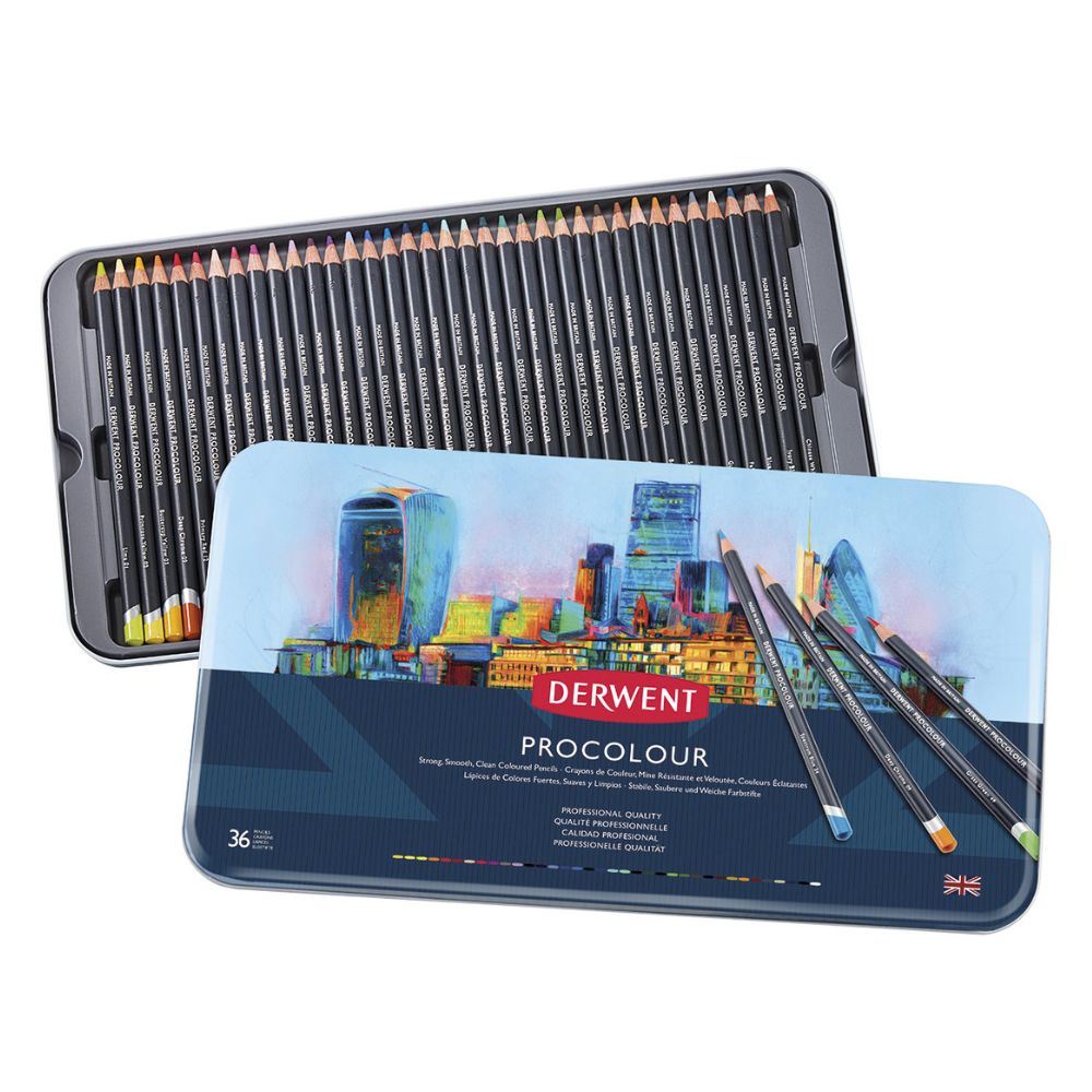 Estojo Lápis de Cor Permanente Procolour com 36 Cores - Derwent  