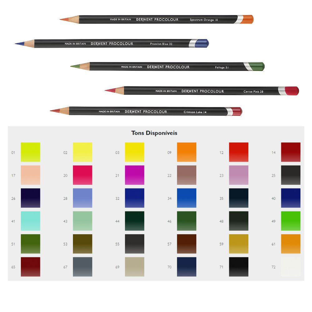 Estojo Lápis de Cor Permanente Procolour com 36 Cores - Derwent  