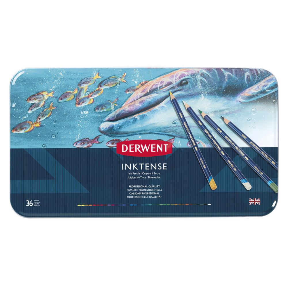 Estojo Lápis de Cor Aquarelável Inktense com 36 Cores - Derwent  