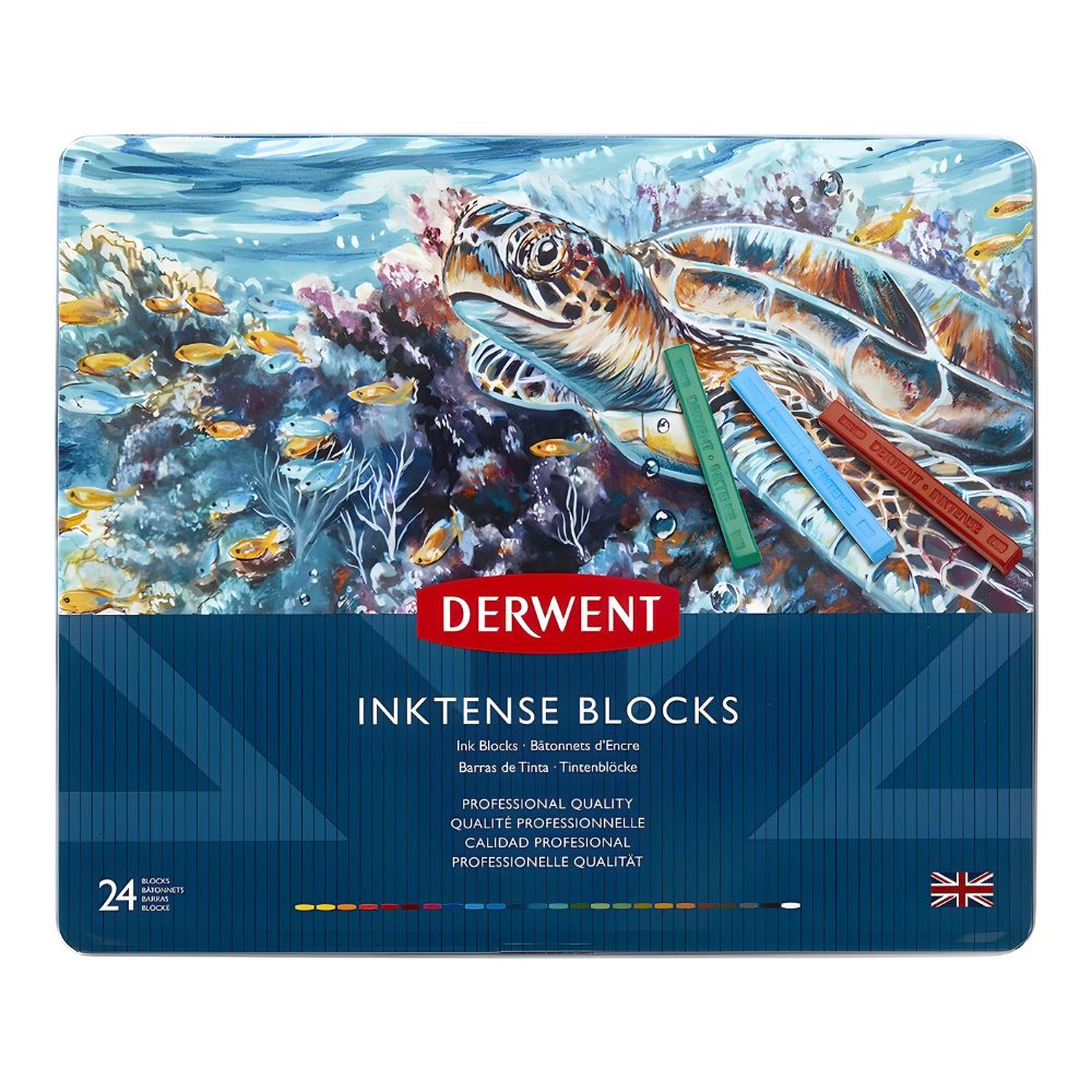 Estojo Giz Aquarelável Inktense Blocks com 24 Cores - Derwent  