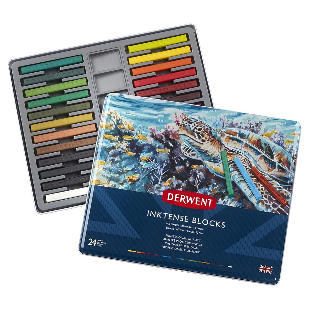 Estojo Giz Aquarelável Inktense Blocks com 24 Cores - Derwent  