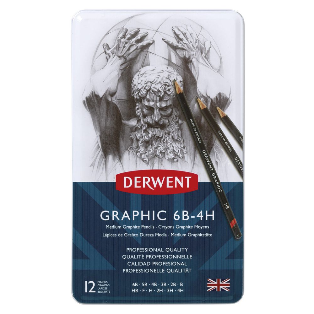 Estojo Lápis Grafite Graduado Médio 6b a 4h com 12 Unidades - Derwent  