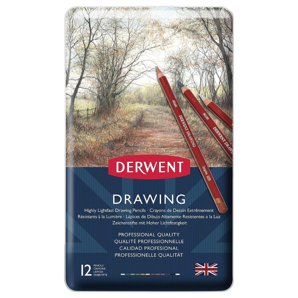Estojo Lápis de Cor Permanente Drawing com 12 Cores - Derwent  