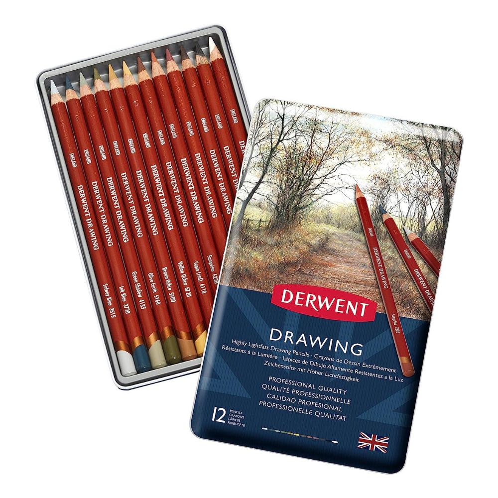 Estojo Lápis de Cor Permanente Drawing com 12 Cores - Derwent  