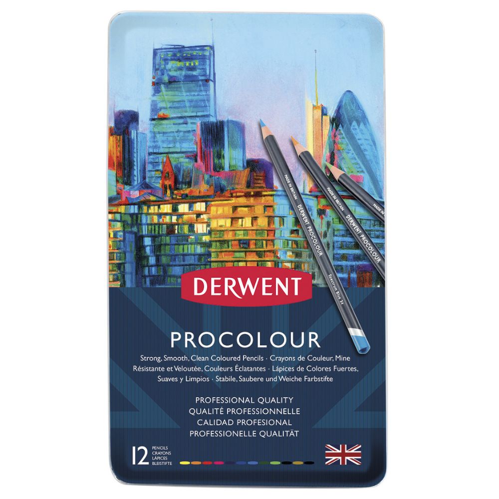 Estojo Lápis de Cor Permanente Procolour com 12 Cores - Derwent  