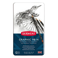 Estojo Lápis Grafite Graduado Macio 9b a H com 12 Unidades - Derwent