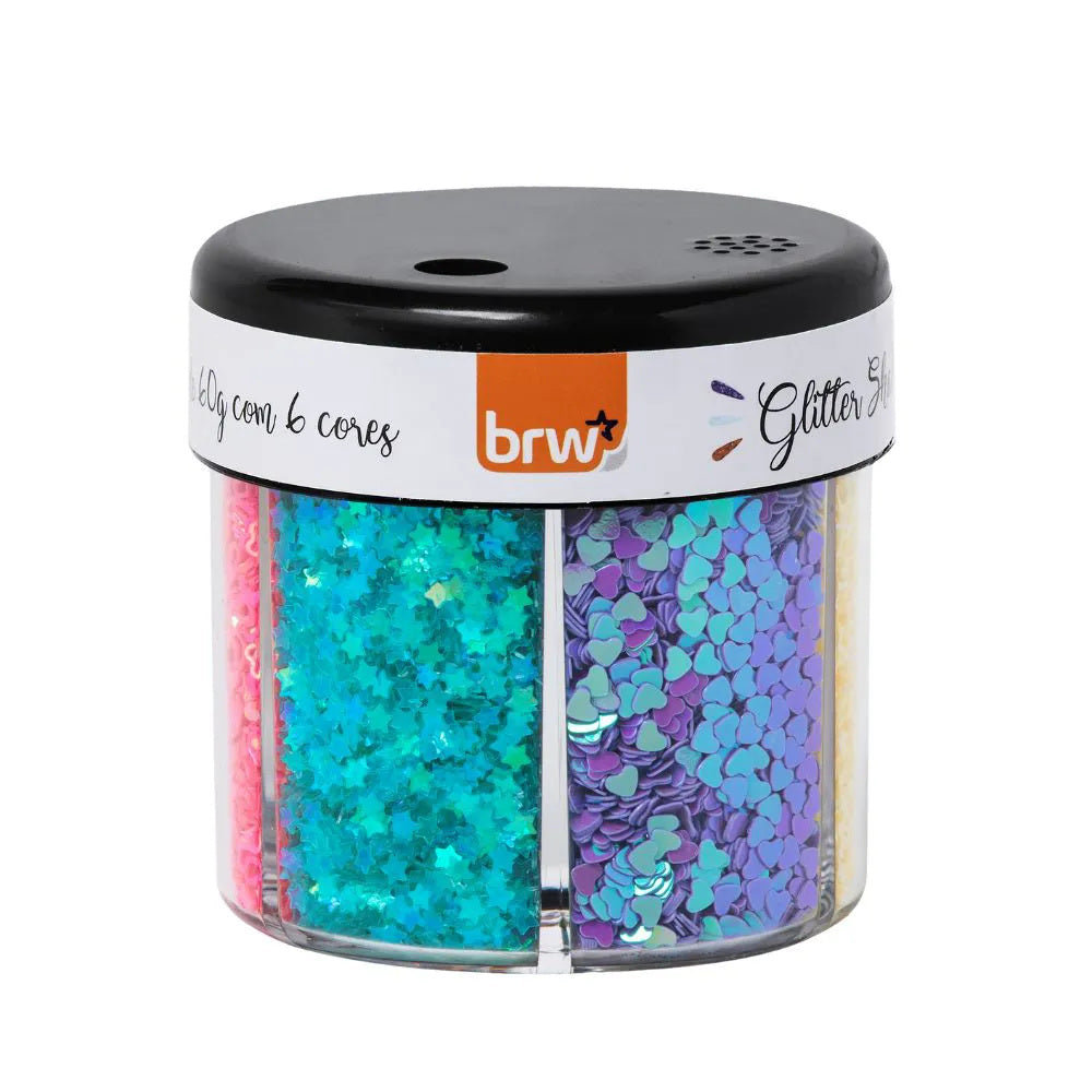 Glitter Shaker Neon 60g com 6 Cores para Artesanato - Brw
