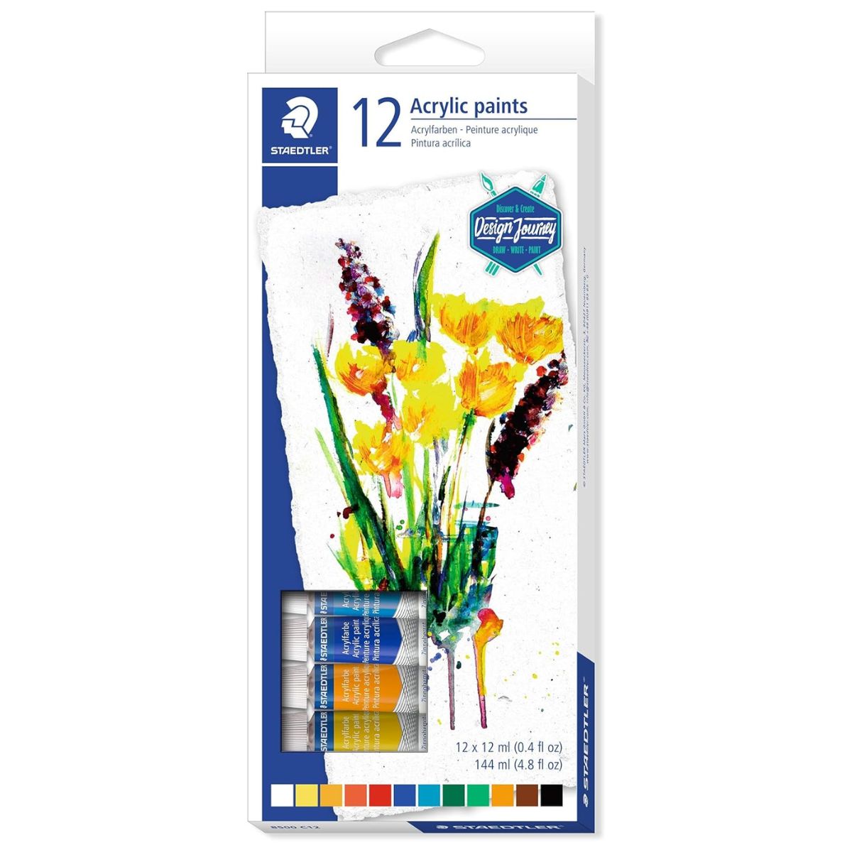 Estojo de Tinta Staedtler Acrílica 12ml com 12 Cores