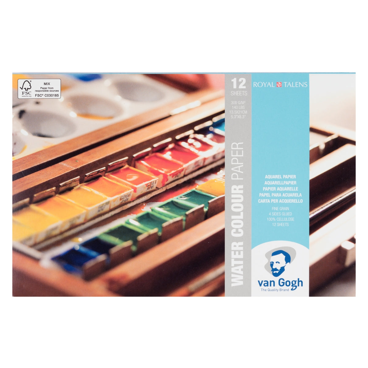 Bloco de Papel Aquarela Royal & Talens Van Gogh 300g/m² 13,5x21cm com 12 Folhas