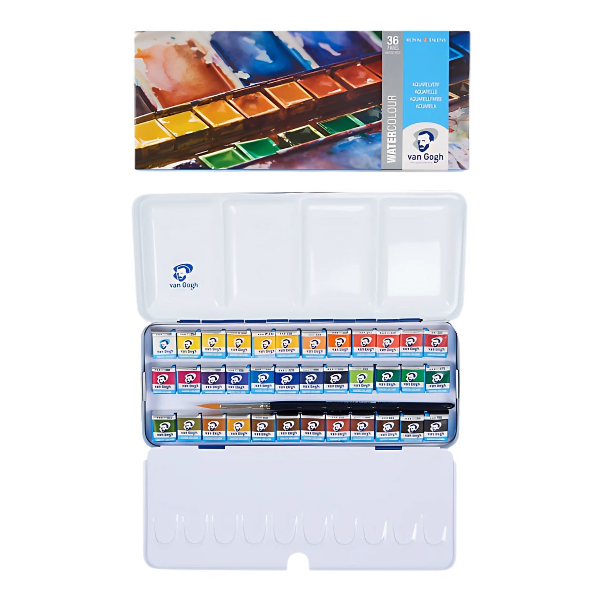 Estojo de Aquarela Pastilha Royal & Talens Van Gogh Metalica com 36 Cores