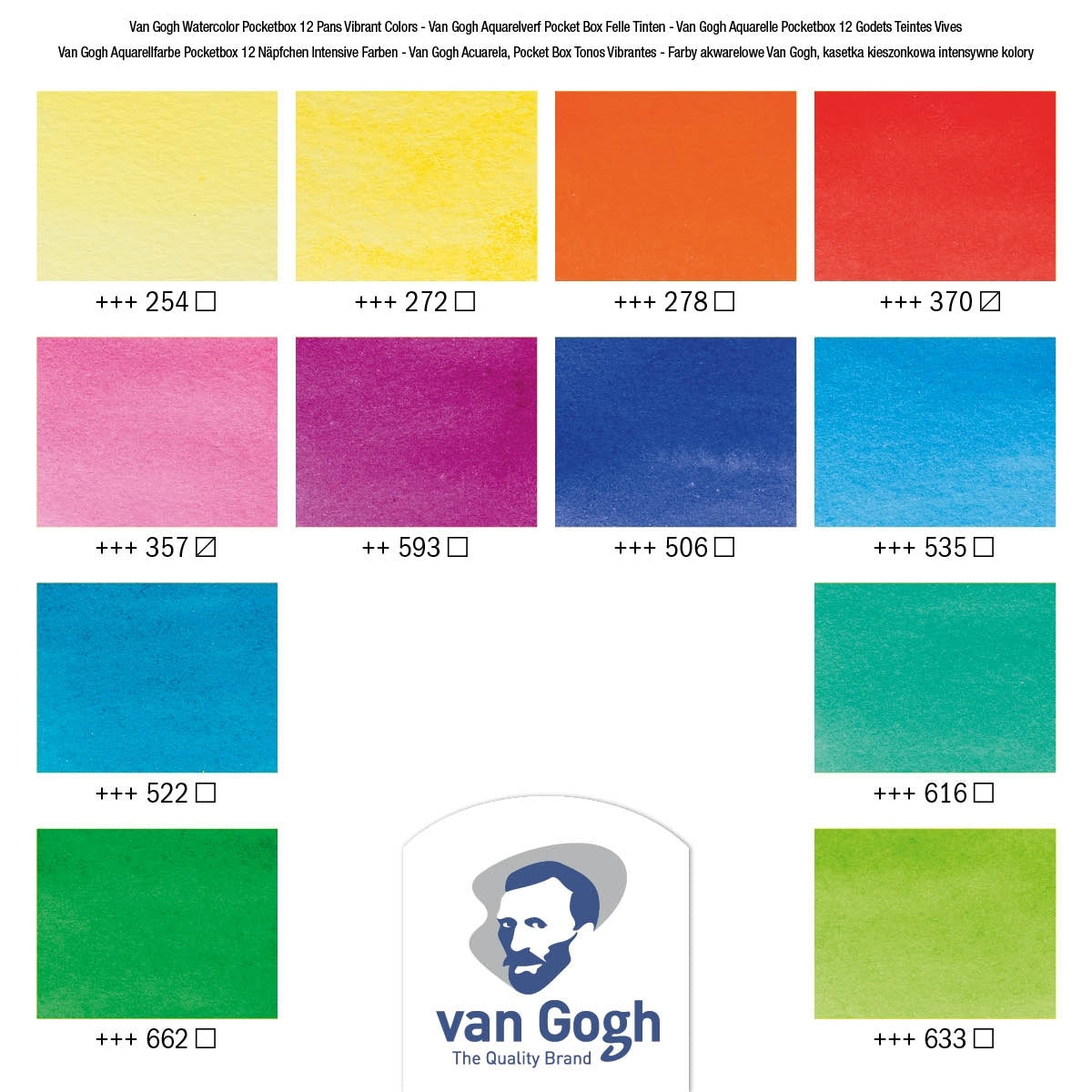 Estojo de Aquarela em Pastilhas Van Gogh Vibrantes com 12 Cores - Royal & Talens 20808643