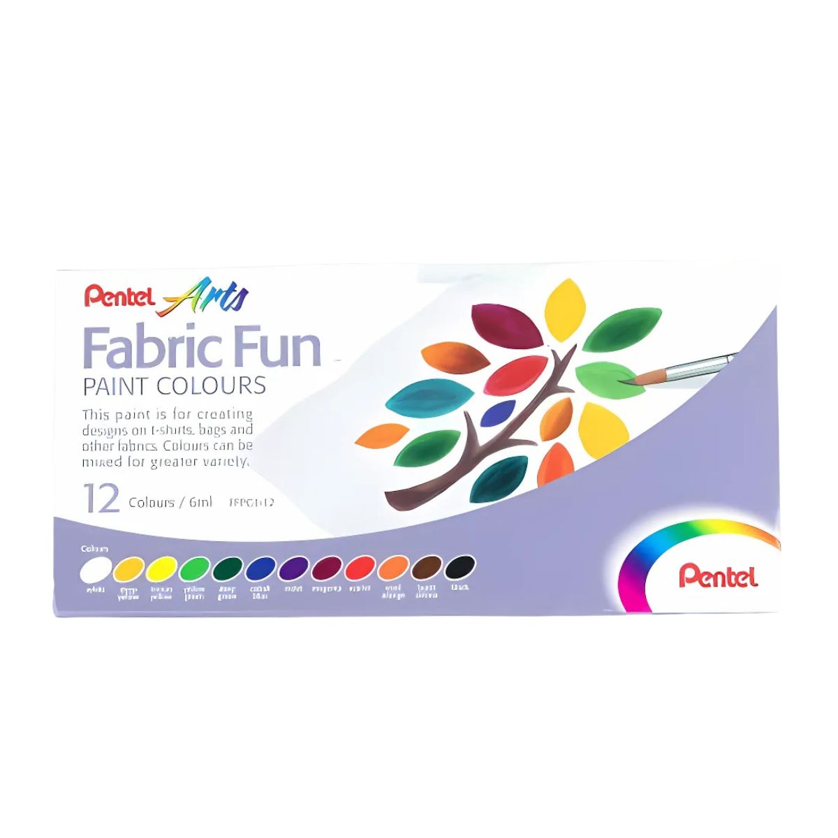 Tinta Aquarela para Tecido Fabric Fun Pentel 6ml com 12 Cores