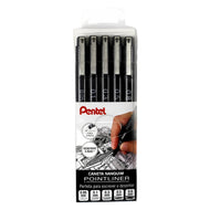 Estojo Caneta Nanquim Pointliner Pentel Preta com 5 Pontas