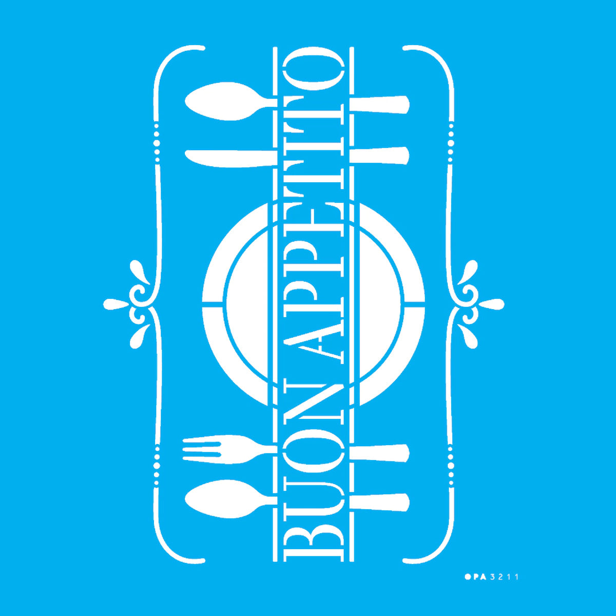 Stencil Frase Buon Appetito 20x25cm para Pintura Decorativa e Artesanato 3211 - Opa