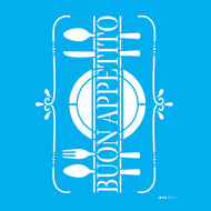 Stencil Frase Buon Appetito 20x25cm para Pintura Decorativa e Artesanato 3211 - Opa