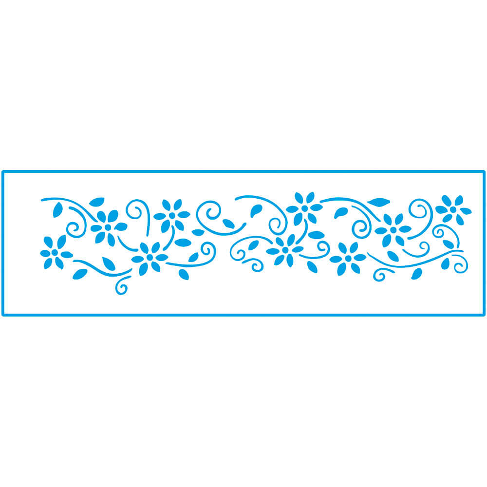 Stestencil Estreito Barrado Floral Iv 8x28cm para Pintura Decorativa e Artesanato Ste-148 - Litoarte