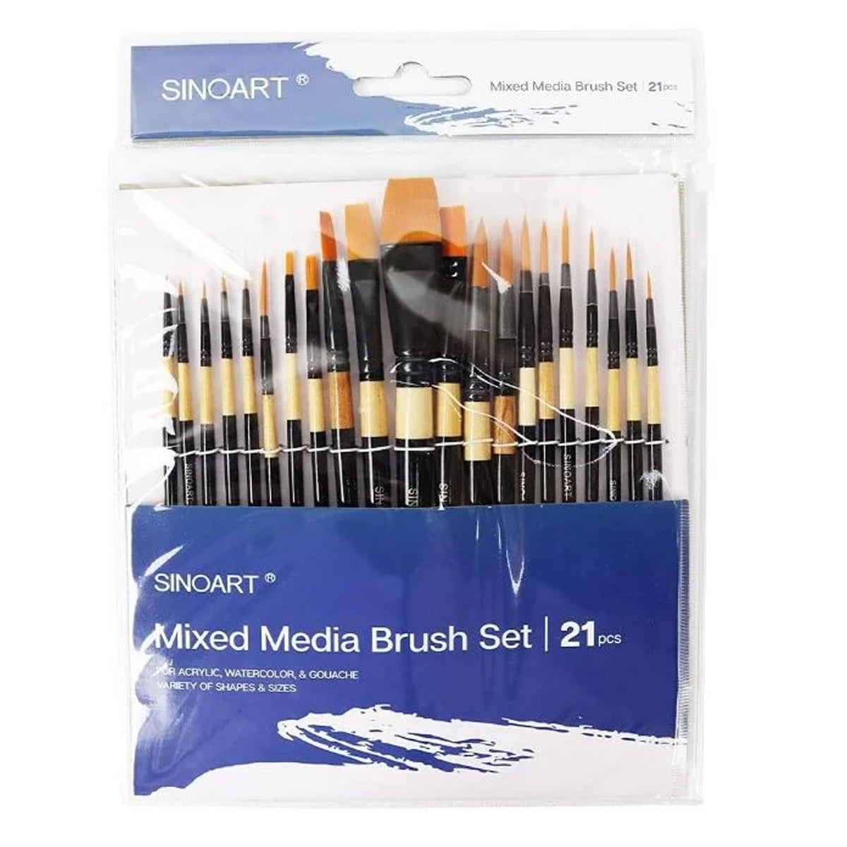 Kit Pincéis Mixed Media Sinoart com 21 Unidades