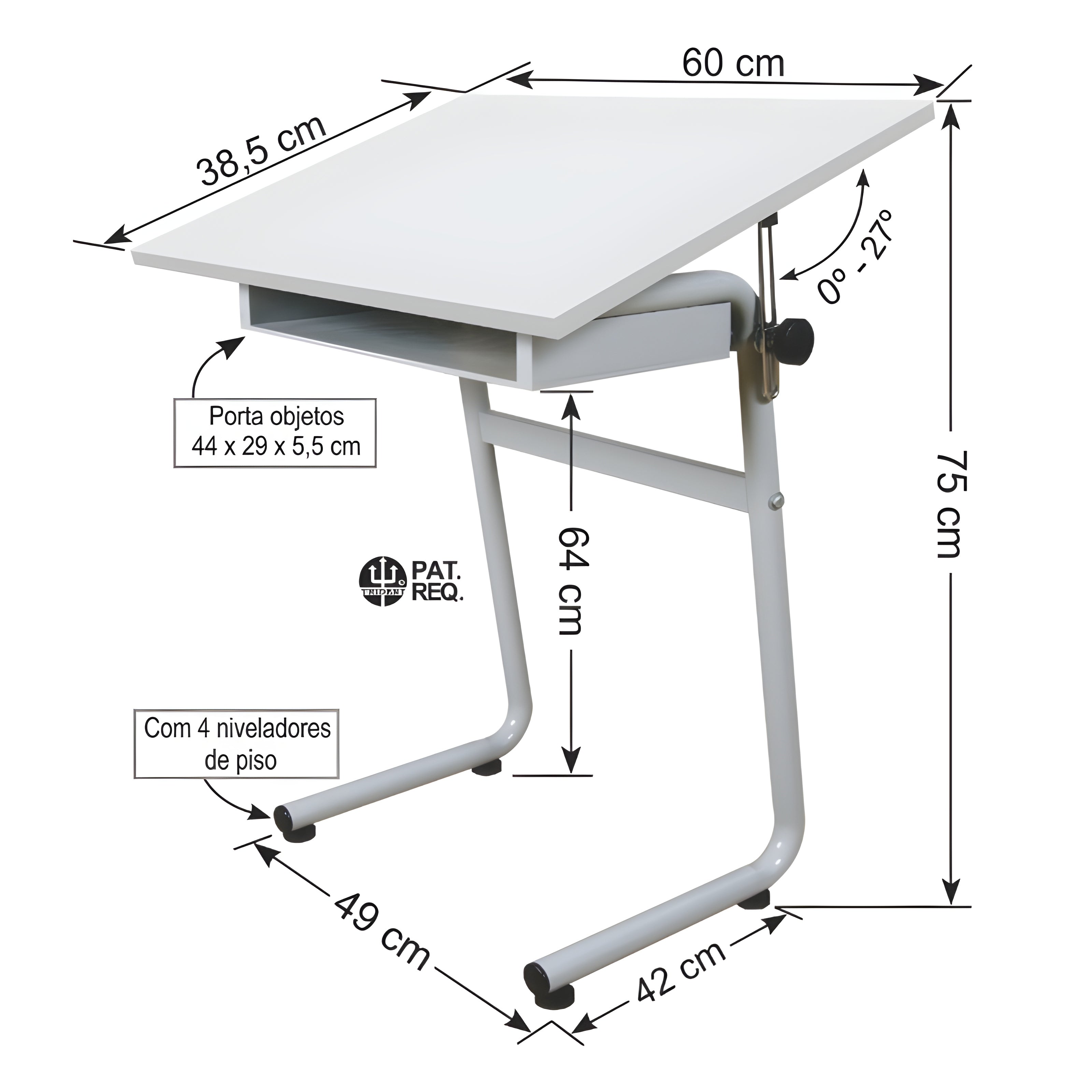 Cavalete Tubular Trident com Tampo 60x38,5 Cm - Modelo Tub-18/p