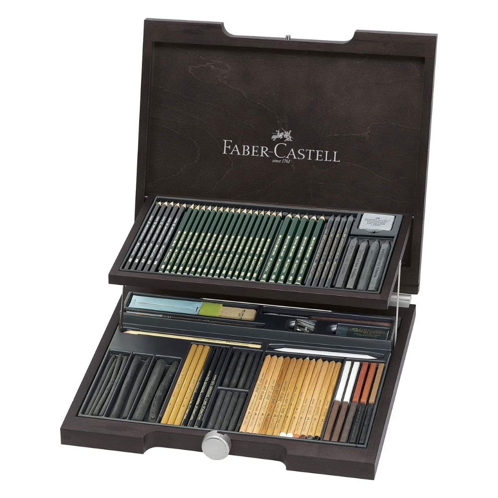 Estojo de Madeira Pitt Monochrome 86 Peças Faber-castell 112971