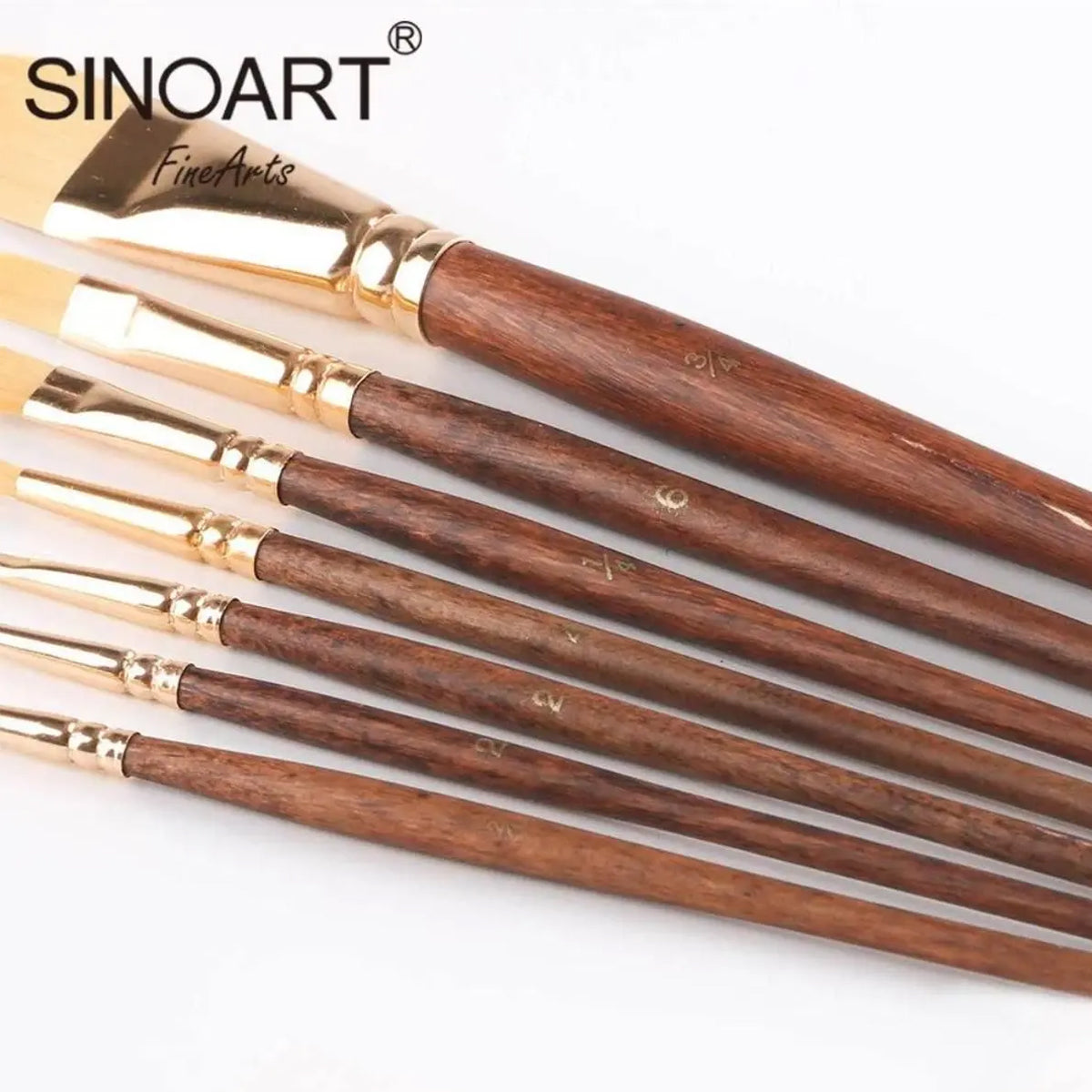 Kit Pincéis Sintetico Dourado Sinoart com 7 Unidades