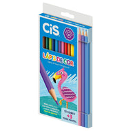 Estojo Lápis de Cor Sextavado 12 Cores com 3 Tons Pastel - Cis