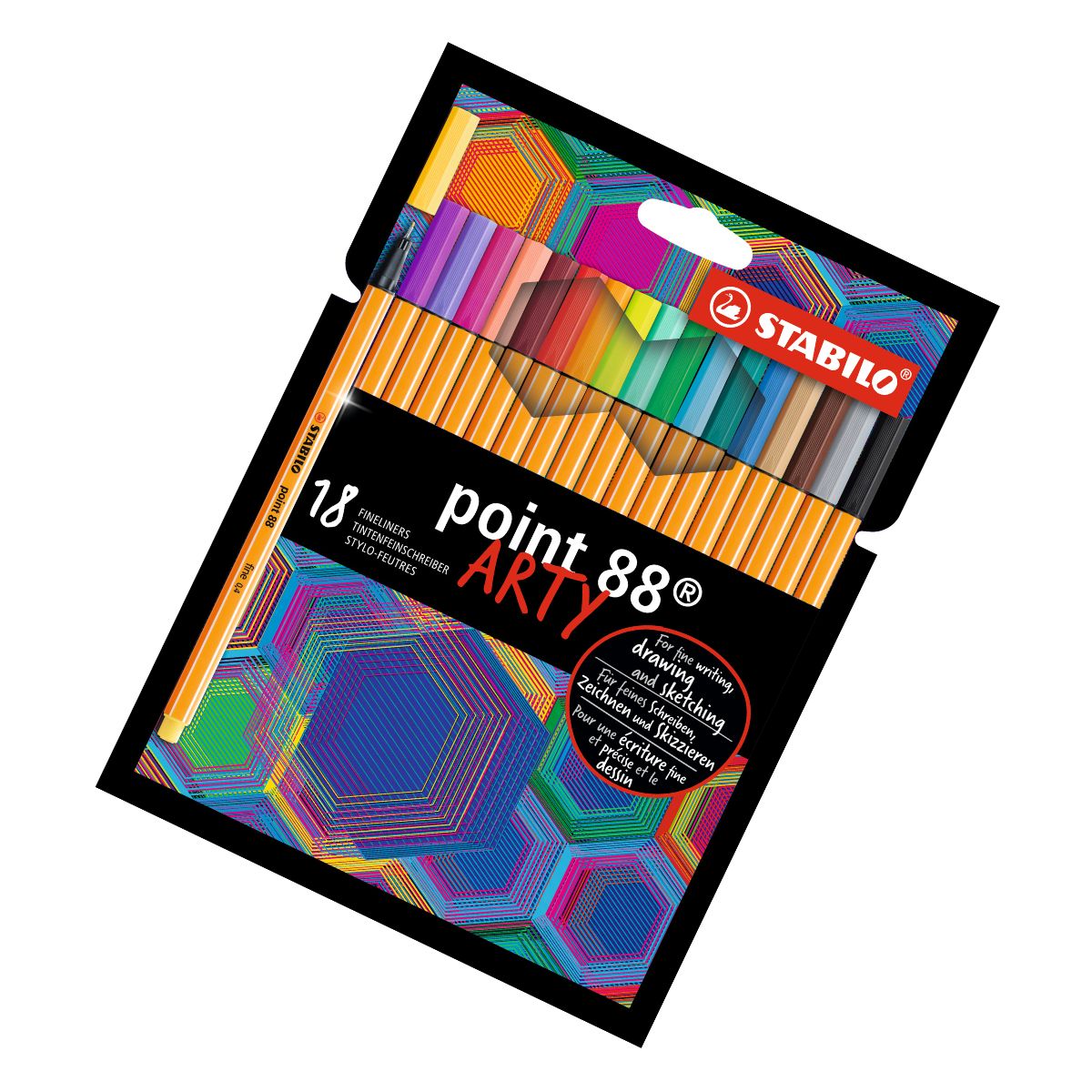 Estojo de Caneta Multiuso Point 88 Extrafina Stabilo 0.4Mm Arty com 18 Cores