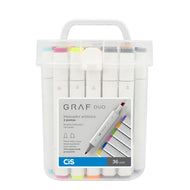 Estojo Caneta Marcador Graf 2 Pontas 36 Cores - Cis