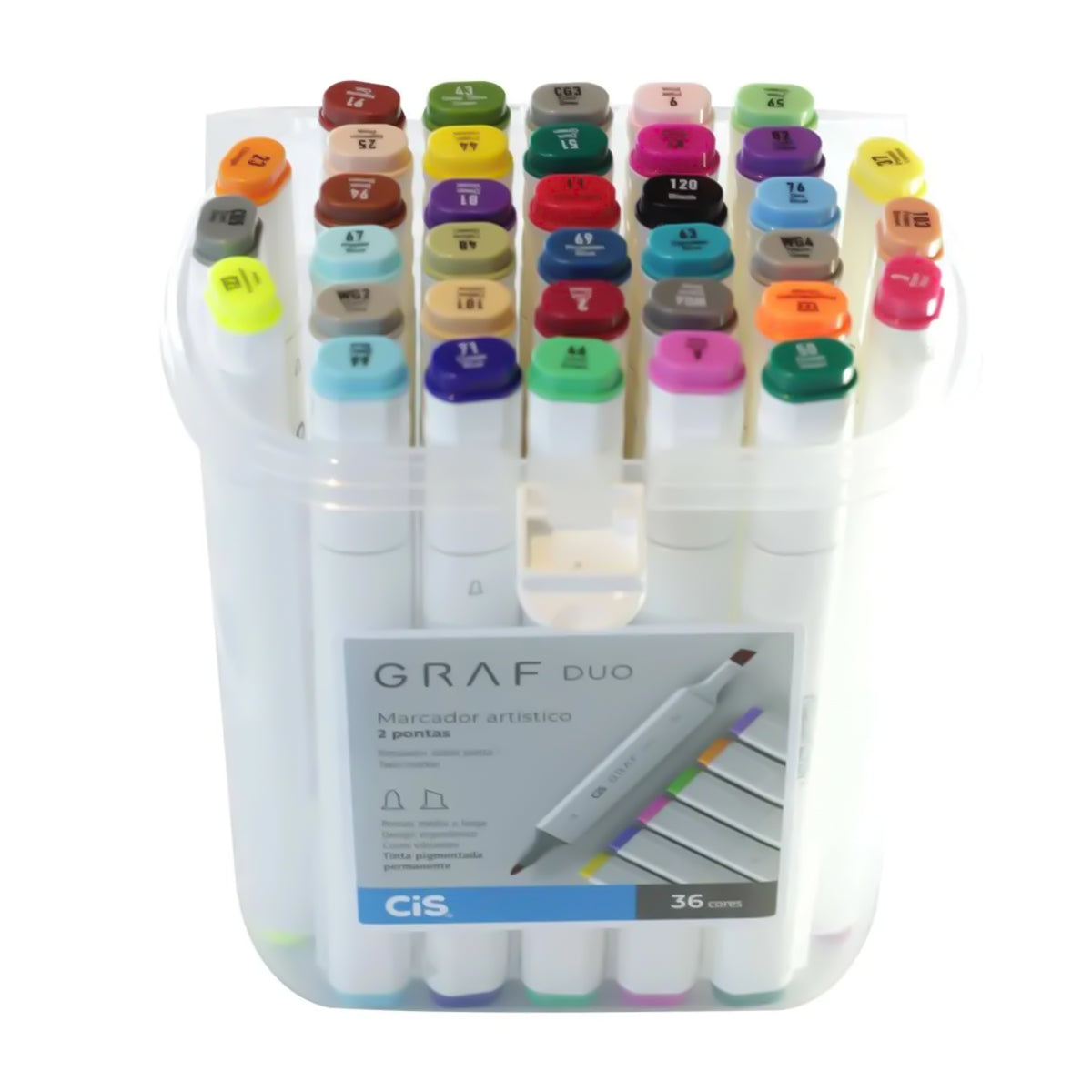 Estojo Caneta Marcador Graf 2 Pontas 36 Cores - Cis