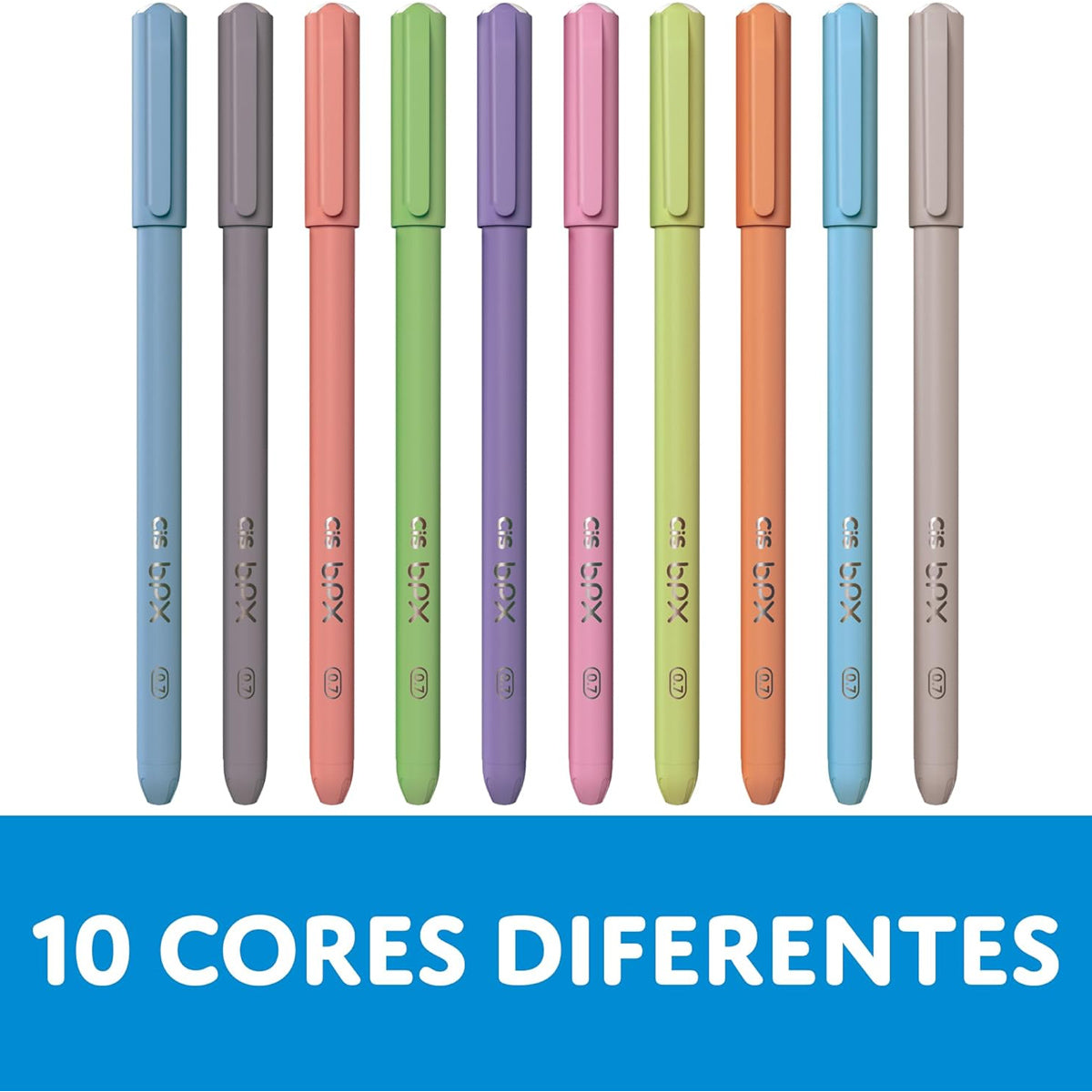 Estojo Caneta Bpx Esferográfica 0,7mm 10 Cores - Cis