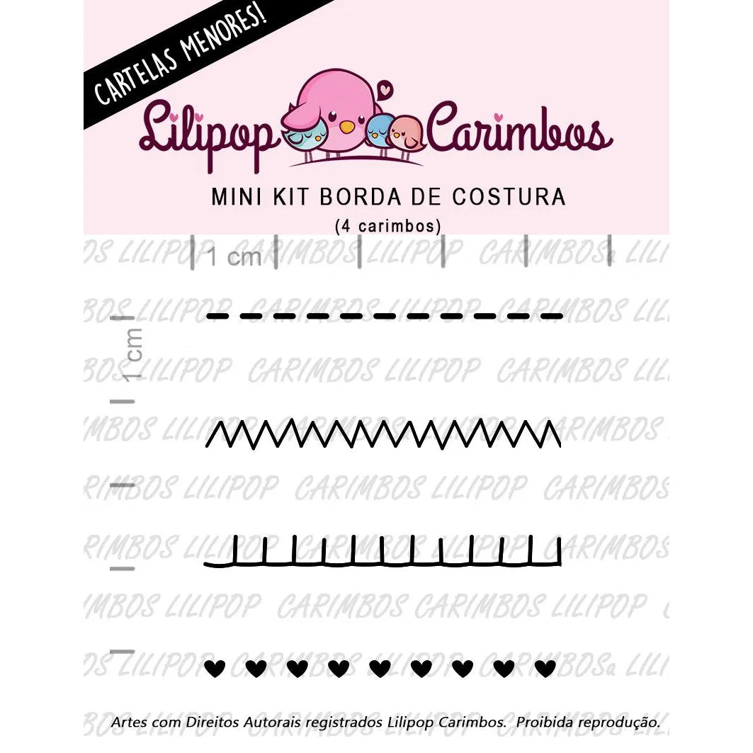 Cartela de Carimbos Borda de Costura em Fotopolímero para Artesanato e Scrapbook - Lilipop