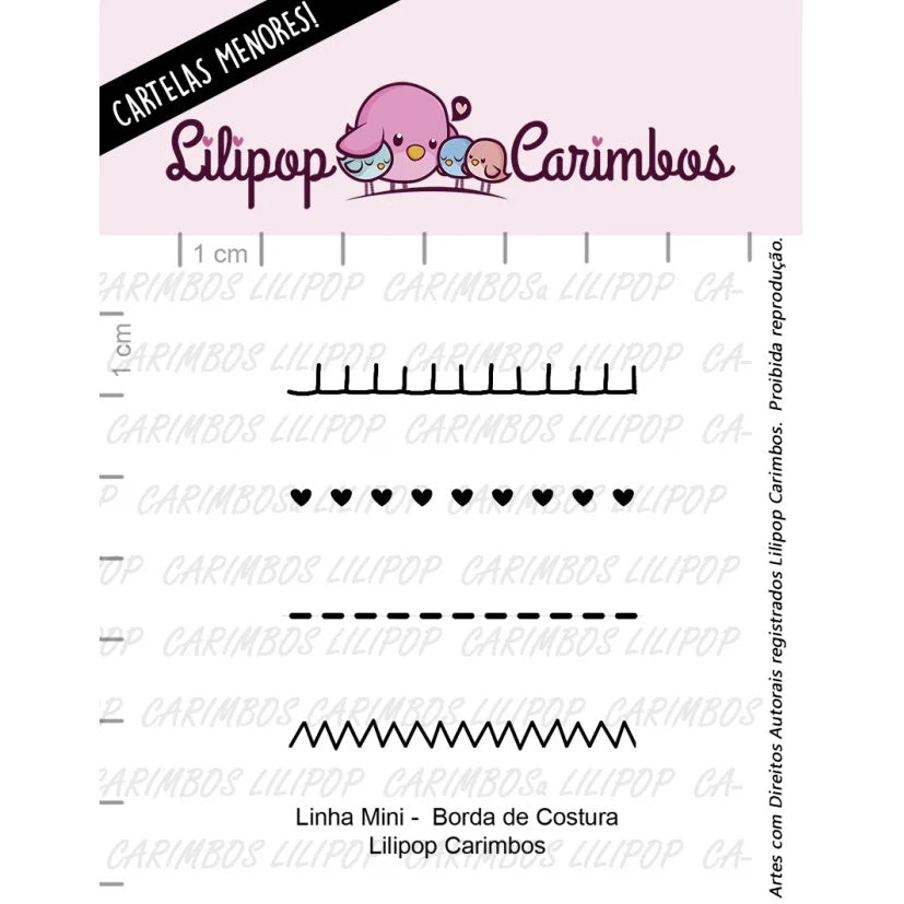 Cartela de Carimbos Borda de Costura em Fotopolímero para Artesanato e Scrapbook - Lilipop