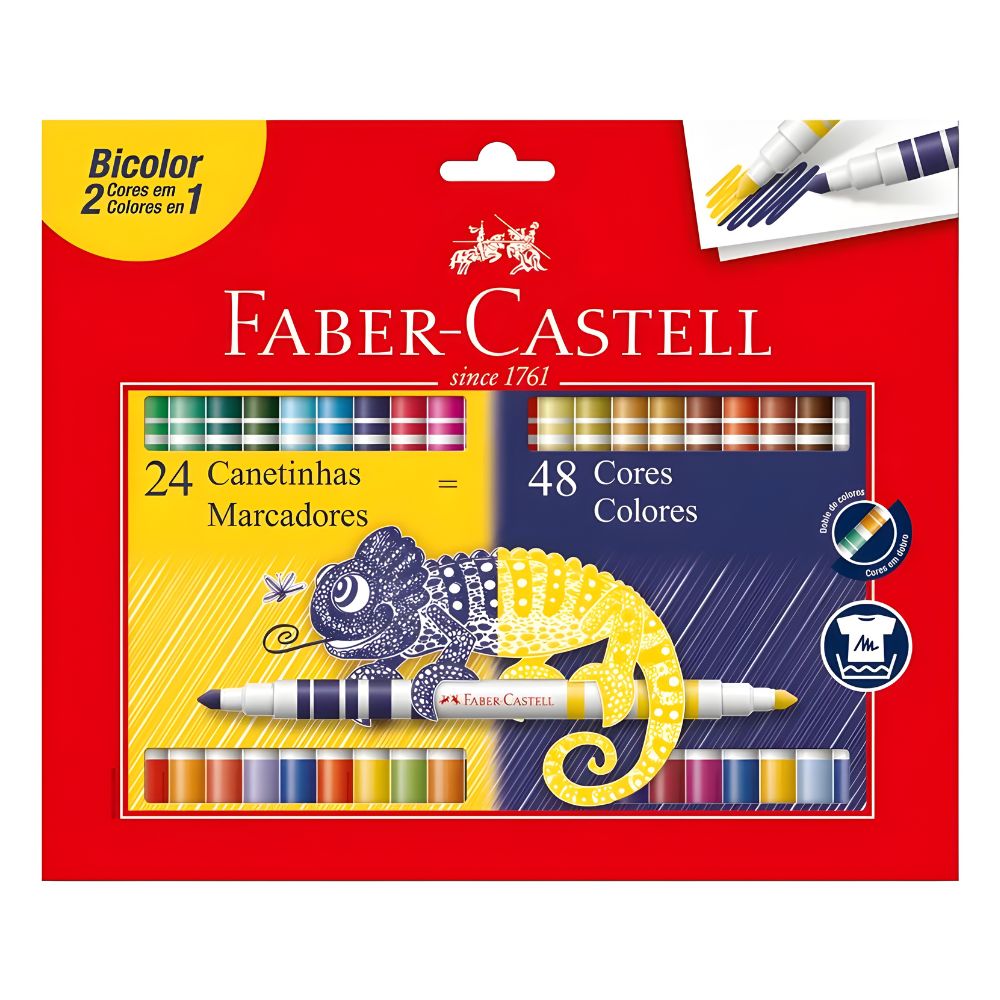 Canetinha Hidro Bicolor 24 Canetas com 48 Cores - Faber-castell 15.0624N