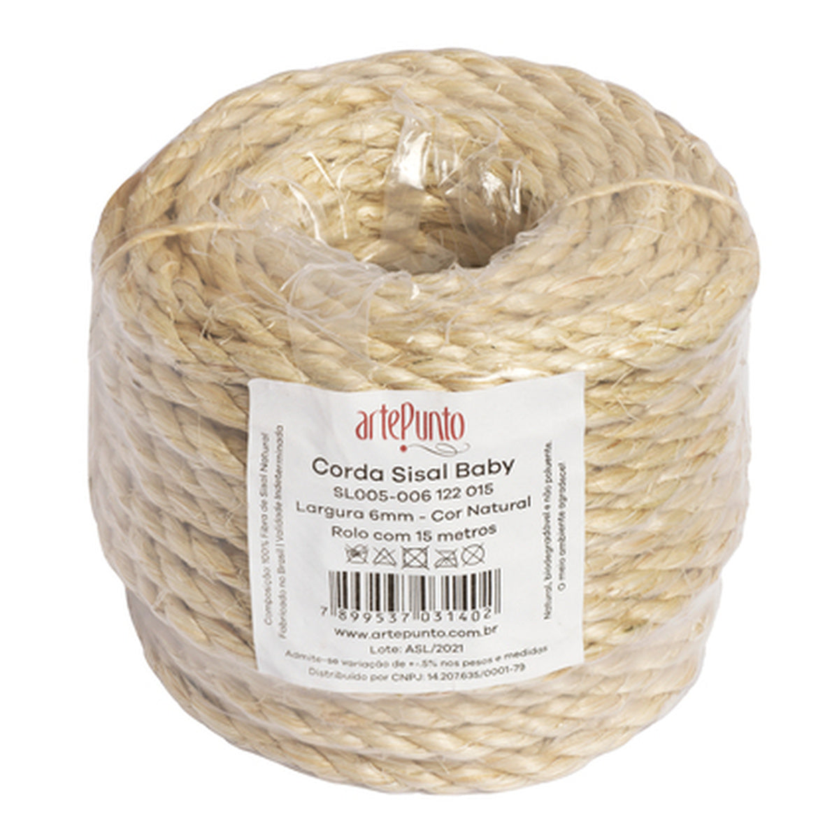 Corda de Sisal Baby para Artesanato Natural 6mm com 15m - Artepunto