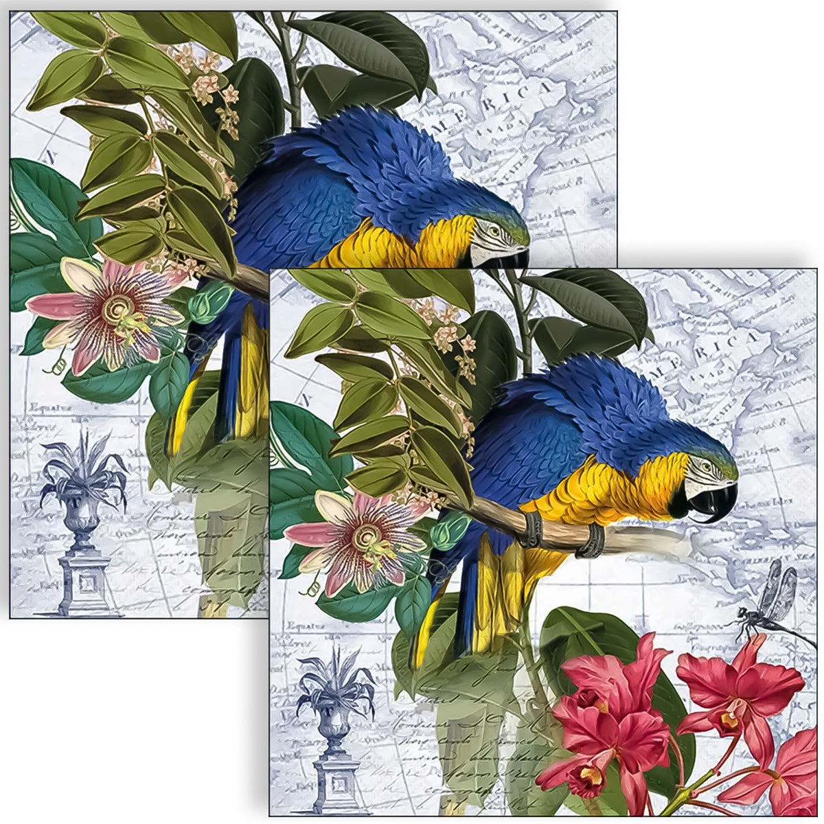 Guardanapo para Decoupage Ambiente 33x33cm com 20 Unidades - Pássaro Arara